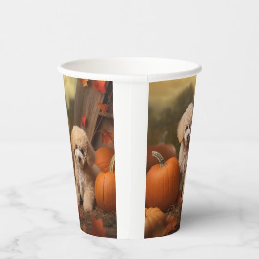 Poodle Puppy Autumn Delight Pumpkin Pappbecher (Rechts)