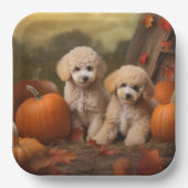 Poodle Puppy Autumn Delight Pumpkin Pappteller (Vorderseite)