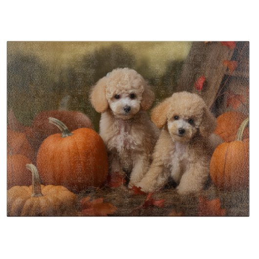 Poodle Puppy Autumn Delight Pumpkin Schneidebrett (Vorderseite)