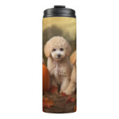 Poodle Puppy Autumn Delight Pumpkin Thermosbecher (Vorderseite)