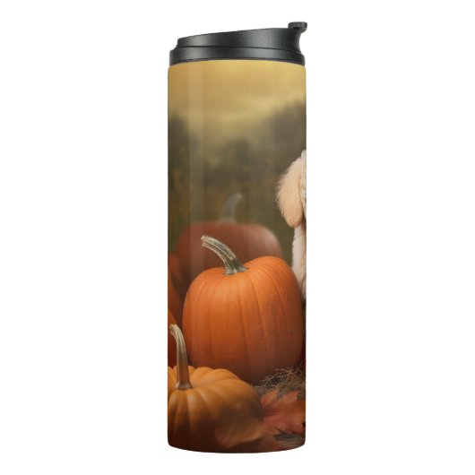 Poodle Puppy Autumn Delight Pumpkin Thermosbecher (Nach links gedreht)
