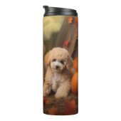 Poodle Puppy Autumn Delight Pumpkin Thermosbecher (Nach rechts gedreht)
