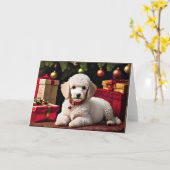 Poodle Puppy Christmas Karte (Gelbe Blume)