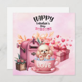 Poodle Puppy Dog zum Valentinstag Feiertagskarte (Vorne/Hinten)