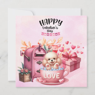Poodle Puppy Dog zum Valentinstag Feiertagskarte