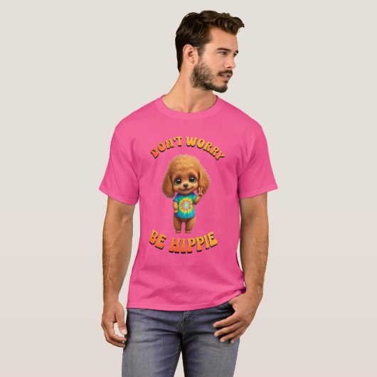 Poodle Puppy Hippie Happy Dog  T-Shirt (Vorne ganz)