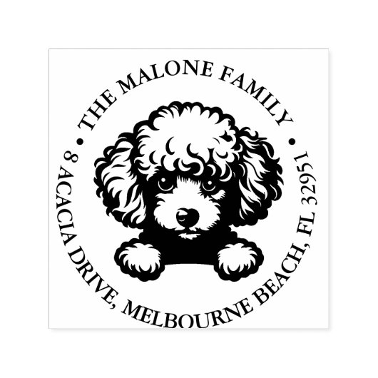 Poodle Puppy Personalisiert Theme Permastempel (Design)