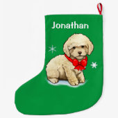 Poodle Puppy trägt einen Weihnachtsjunge Großer Weihnachtsstrumpf (Rückseite)