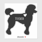 Poodle Rasse Silhouette Individuelle Name Aufkleber (Blatt)