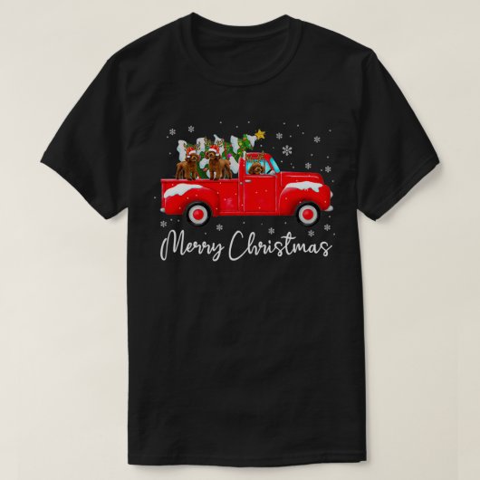 Poodle Red Truck Weihnachts Weihnachtsmannmütze Do T-Shirt (Design vorne)