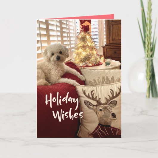 Poodle Reindeer Christmas Tre Folded Greeting Card Karte (Vorderseite)