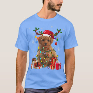 Poodle Rentier Weihnachtslicht Funny Dog Xmas T-Shirt