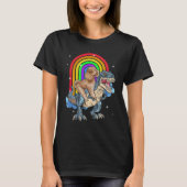 Poodle Riding Dinosaur T rex Regenbogen T-Shirt (Vorderseite)