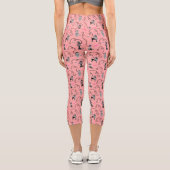 Poodle Rock Retro 50er Mod Pink Schwarz Niedlich Capri Leggings (Rückseite)