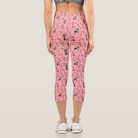 Poodle Rock Retro 50er Mod Pink Schwarz Niedlich Capri Leggings (Rückseite)