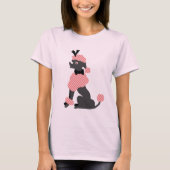 Poodle Rock Retro Rosa Grau sitzender 50er Dog T-Shirt (Vorderseite)
