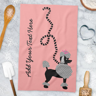 Poodle Rock Retro Rosa Schwarz 50er Personalisiert Handtuch