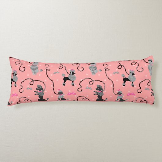 Poodle Rock Retro Rosa und Schwarz 50er Jahre Must Seitenschläferkissen (Vorderseite)