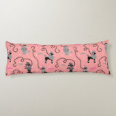 Poodle Rock Retro Rosa und Schwarz 50er Muster Seitenschläferkissen (Rückseite)