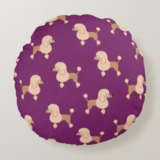 Poodle Round Pillow Rundes Kissen (Vorderseite)