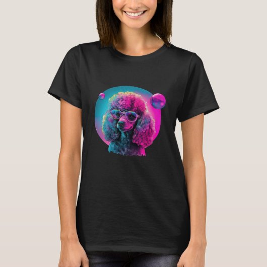 Poodle s Synthwave Dreamscape T-Shirt (Vorderseite)