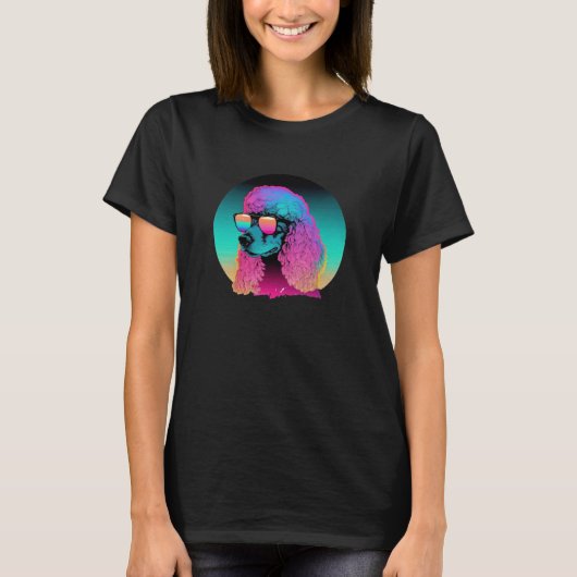 Poodle s Synthwave Sunset Aesthetic T-Shirt (Vorderseite)