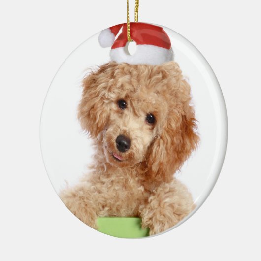Poodle Santa Keramik Ornament (Links)