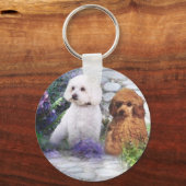 Poodle Schlüsselanhänger Hydrangeas (Vorderseite)