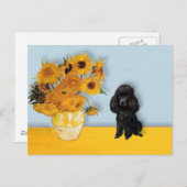 Poodle (Schwarz1) - Sonnenblumen Postkarte (Vorne/Hinten)
