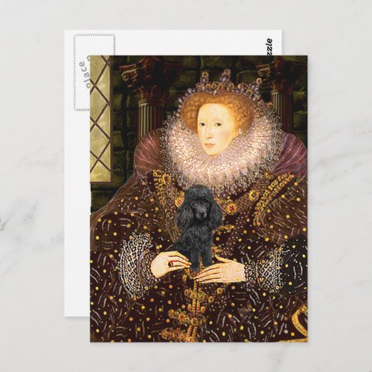 Poodle (schwarz 1) - Königin Postkarte (Vorne/Hinten)