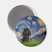 Poodle (schwarz 1) - Starry Night Magnet (Vorderseite/Rückseite)