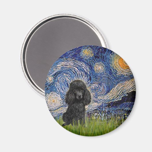 Poodle (schwarz 1) - Starry Night Magnet (Vorderseite/Rückseite)