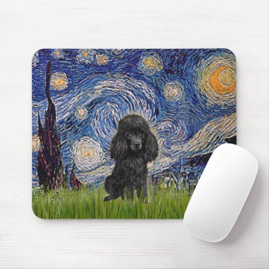 Poodle (schwarz 1) - Starry Night Mousepad (Mit Mouse)