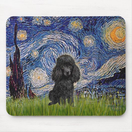 Poodle (schwarz 1) - Starry Night Mousepad (Vorne)
