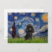 Poodle (schwarz 1) - Starry Night Postkarte (Vorne/Hinten)