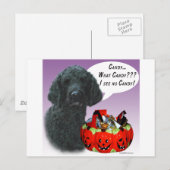 Poodle (schwarz) Halloween Candy Postkarte (Vorne/Hinten)