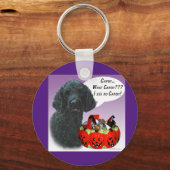 Poodle (schwarz) Halloween Candy Schlüsselanhänger (Vorderseite)