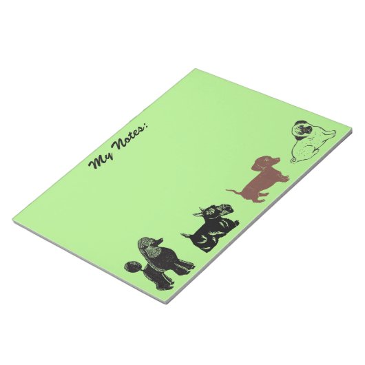 Poodle, Scottie, Dackel und Mops Notepad Notizblock (angewinkelt)