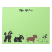 Poodle, Scottie, Dackel und Mops Notepad Notizblock (Vorderseite)