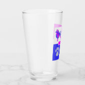 Poodle Silhouette Dog & Paw Pink und Blue Square Glas (Rechts)
