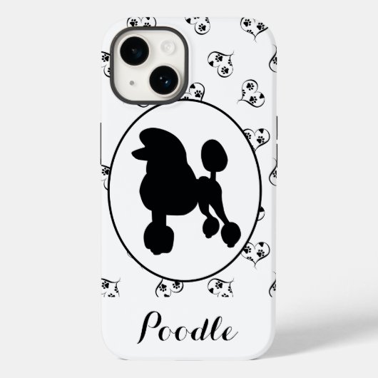 Poodle-Silhouette-Herz und Paw-Drucke Case-Mate iPhone Hülle (Rückseite)