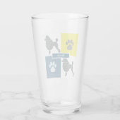 Poodle Silhouette Hund & Paw Gelb & Blau Grid Glas (Rückseite)