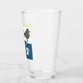 Poodle Silhouette Hund & Paw Gelb & Blau Grid Glas (Links)