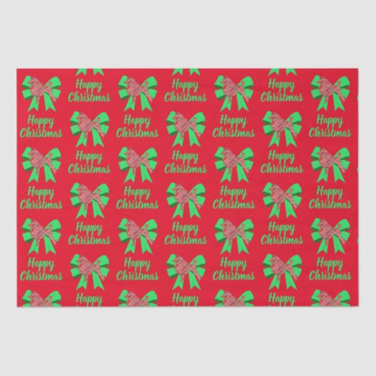 Poodle Silhouette Red Christmas Dog & Green Bow Seidenpapier (Vorderseite)