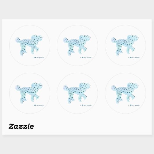 poodle silhouette sticker プードルのシール (Blatt)