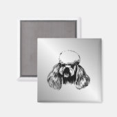 Poodle Silver Magnet (Vorderseite/Rückseite)