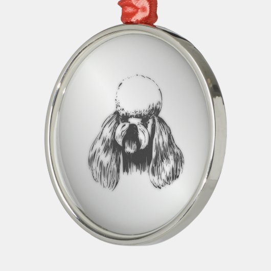 Poodle Silver Silbernes Ornament (Links)