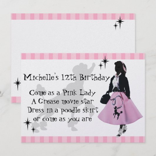 Poodle Skirt Fun Einladung (Vorne/Hinten)