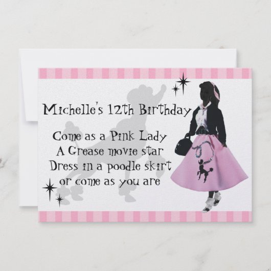 Poodle Skirt Fun Einladung (Vorderseite)