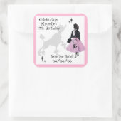 Poodle Skirt Fun Rett-the-Date-Aufkleber Quadratischer Aufkleber (Tasche)